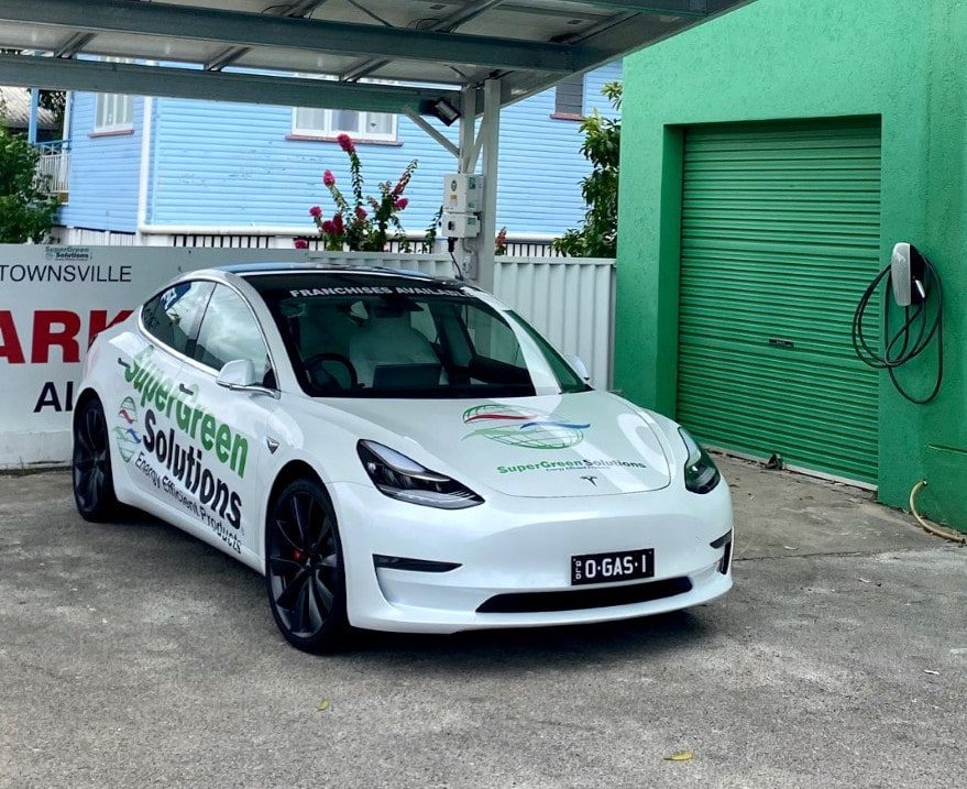 Image of the SuperGreen Solutions Tesla S branded electric vehicle
